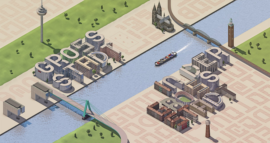 Typotecture, alternative version featuring Cologne landmarks.